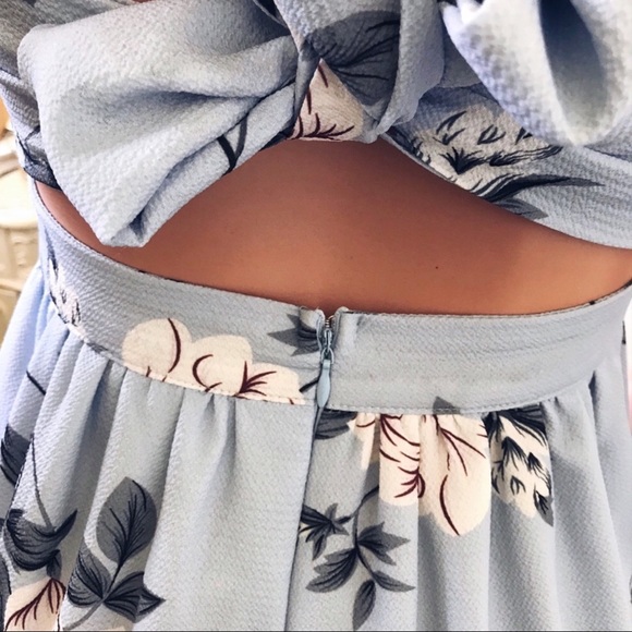 Floral Maxi Cocktail Dress Cutout Front Twist - Picture 8 of 9